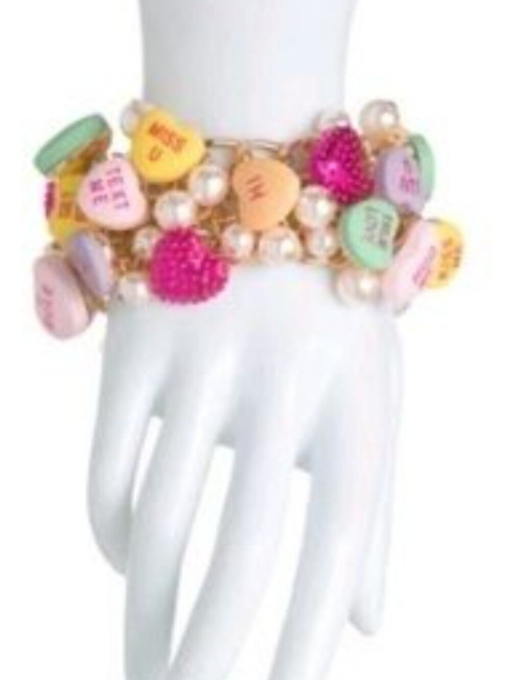 Betsey Johnson Valentines Day Think Pink Sweetheart Bracelet conversation heart